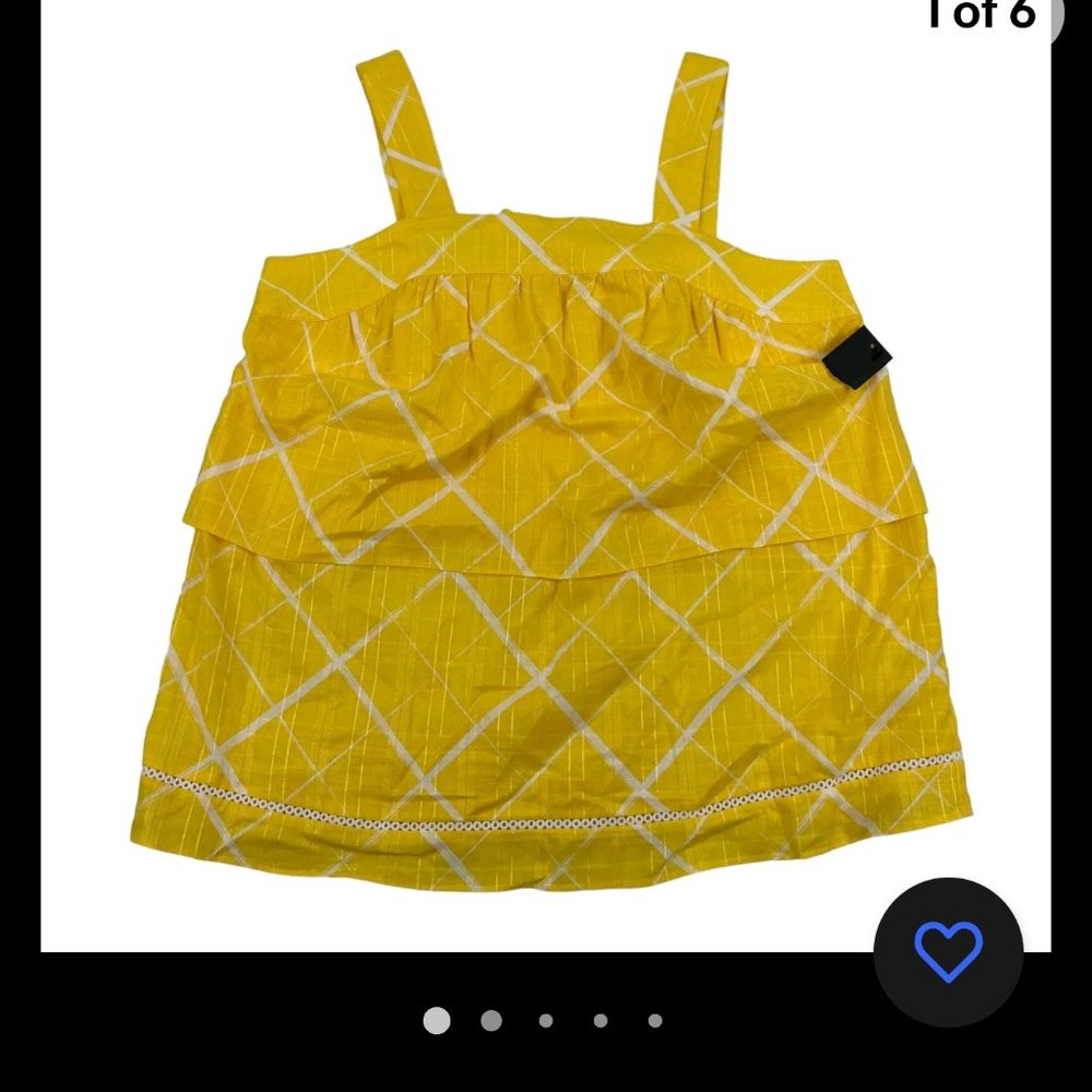 Crown & Ivy Yellow White print Wide Strap Sleeveless Tank Top Cotton XXL - Picture 6 of 10